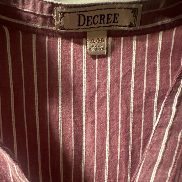 Decree 100% cotton front button striped shirt sleeve blouse size XL EUC - Picture 4 of 4